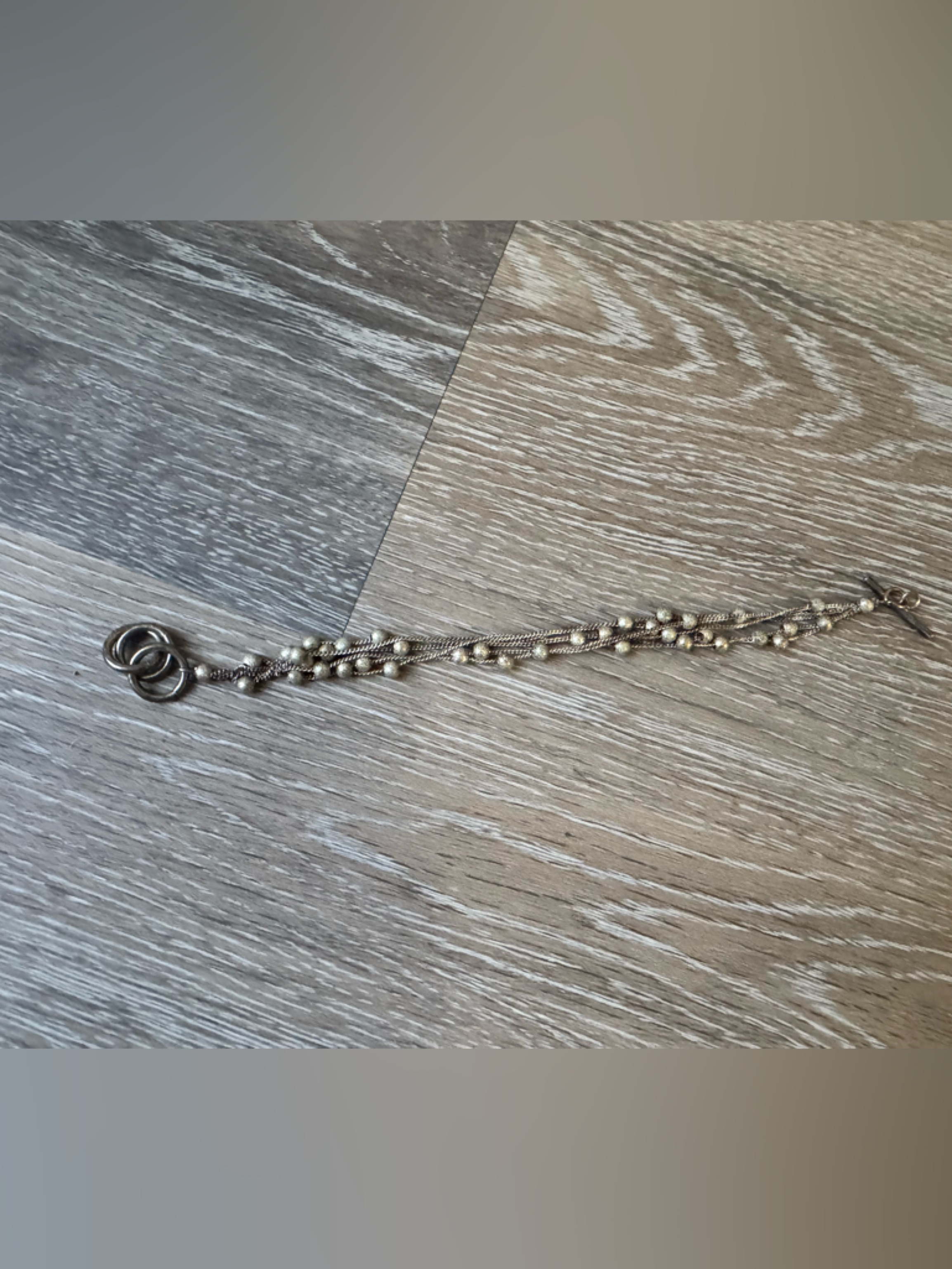 Vintage Silver Tone Floating Beads Silver Tone Toggle Bracelet